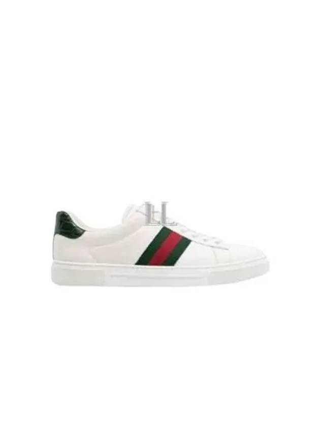 Ace Web Leather Low Top Sneakers White - GUCCI - BALAAN 2