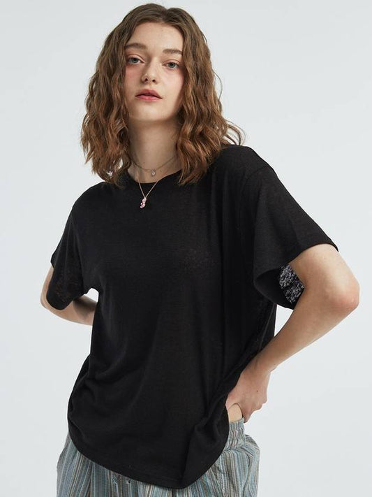 Basic linen t shirt black - MANAVIS7 - BALAAN 1