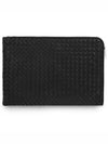 Intrecciato Weaving Zipper Clutch Bag Black - BOTTEGA VENETA - BALAAN 2