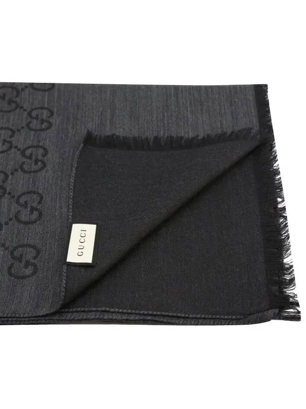 GG Jacquard Wool Silk Muffler Dark Grey - GUCCI - BALAAN 5