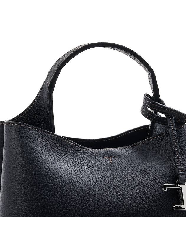 Logo Charm Leather Micro Tote Bag Black - TOD'S - BALAAN 8