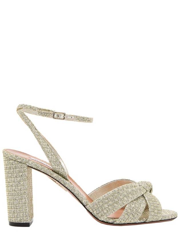 'Nina' Metallic Sandals With Open Toe And High Block Heel In Tweed Woman - AQUAZZURA - BALAAN 1