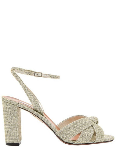 'Nina' Metallic Sandals With Open Toe And High Block Heel In Tweed Woman - AQUAZZURA - BALAAN 1