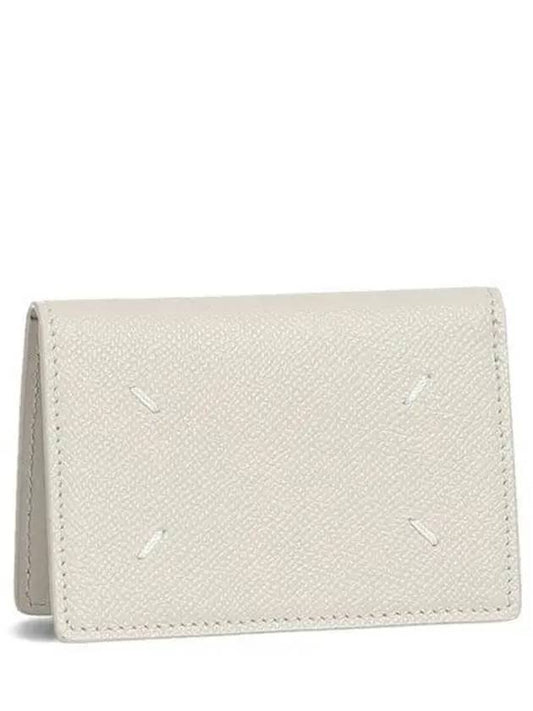 Stitched Bi-Fold Leather Card Wallet Grey - MAISON MARGIELA - BALAAN 2