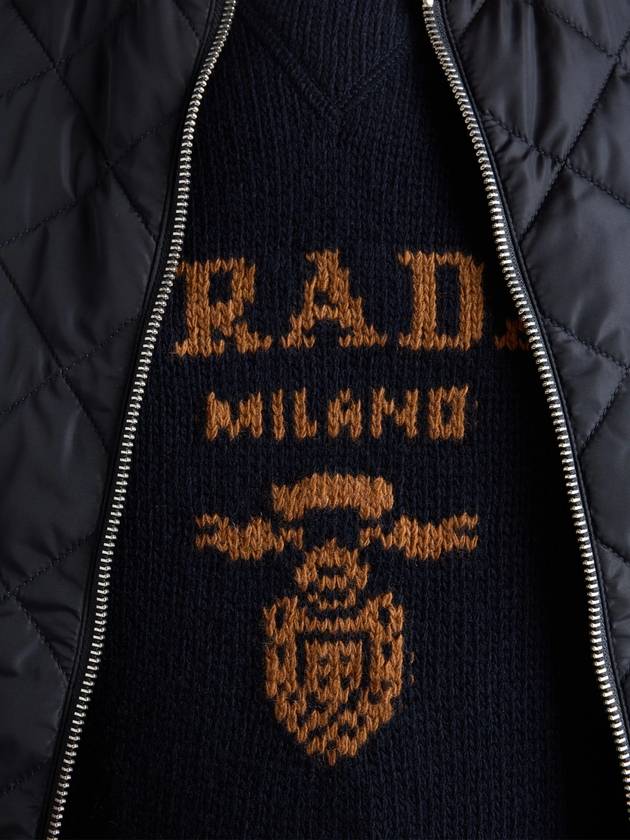 Wool Cashmere Crew Neck Sweater Blue Tobacco - PRADA - BALAAN 6