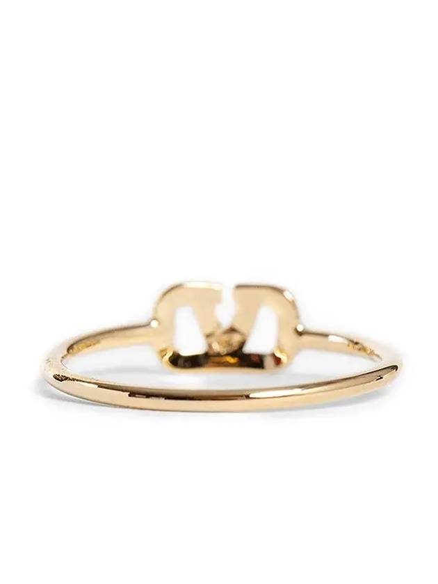 V Logo Signature Metal Crystal Ring Gold - VALENTINO - BALAAN 3