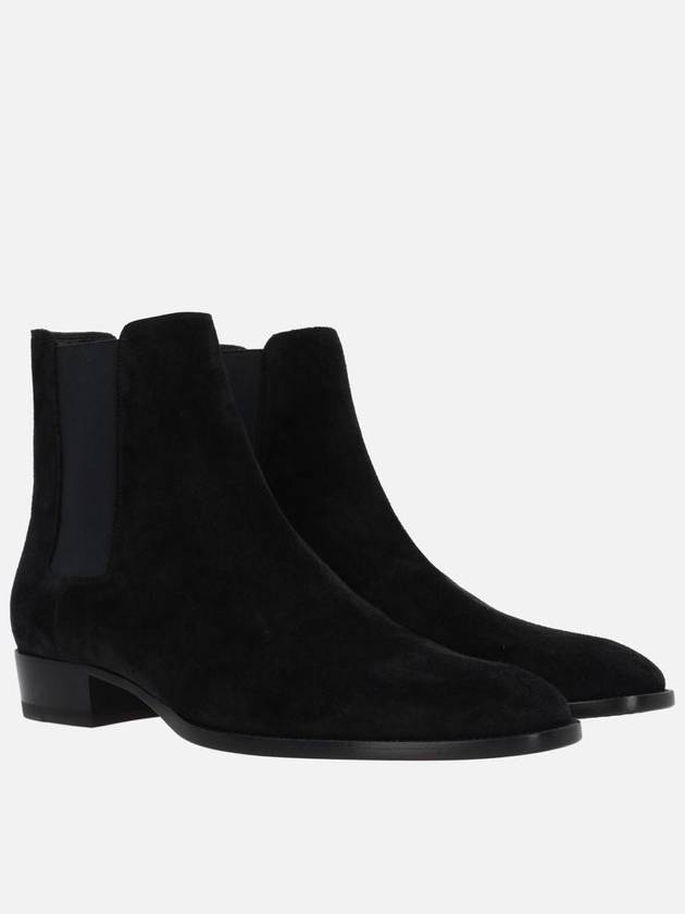 Suede Classic Wyatt Chelsea Boots Black - SAINT LAURENT - BALAAN 5