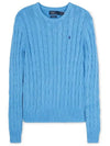 Embroidered Logo Pony Cable Knit Top Blue - POLO RALPH LAUREN - BALAAN 2