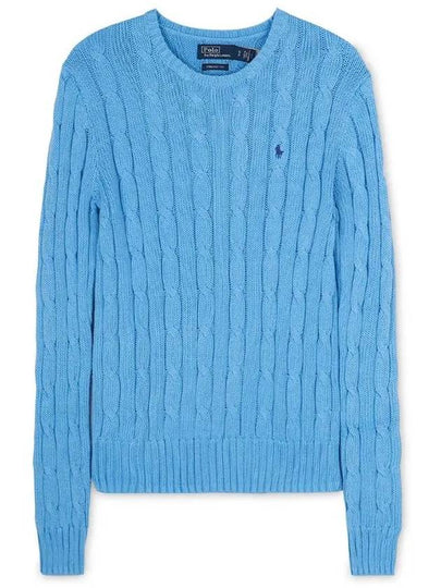 Embroidered Logo Pony Cable Knit Top Blue - POLO RALPH LAUREN - BALAAN 2