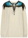 Turquoise Wing Long Sleeve T-Shirt Beige - MARCELO BURLON - BALAAN 2