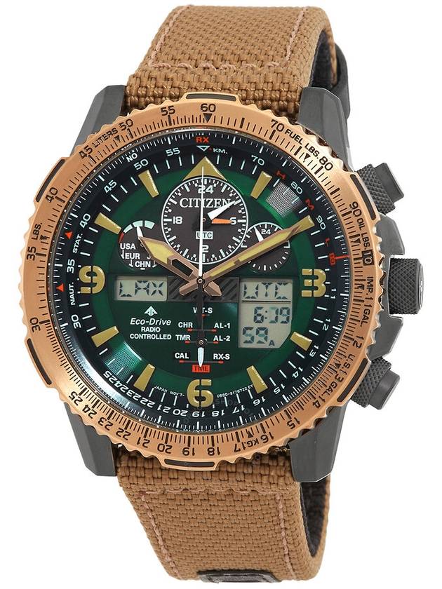 Citizen Promaster Skyhawk Perpetual Alarm World Time Chronograph GMT Analog-Digital Green Dial Men's Watch JY8074-11X - CITIZEN - BALAAN 1