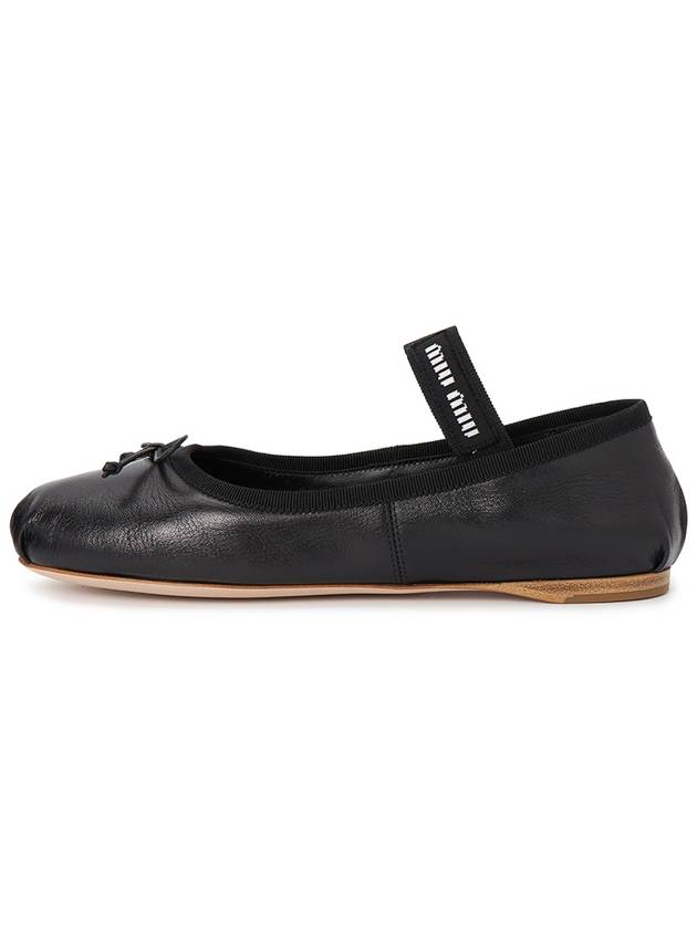 Women's Logo Leather Ballerinas Black - MIU MIU - BALAAN 4