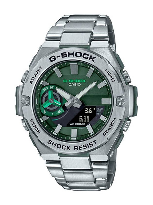 G-Steel Solar Power Bluetooth Digital Watch Green Silver - G-SHOCK - BALAAN 1