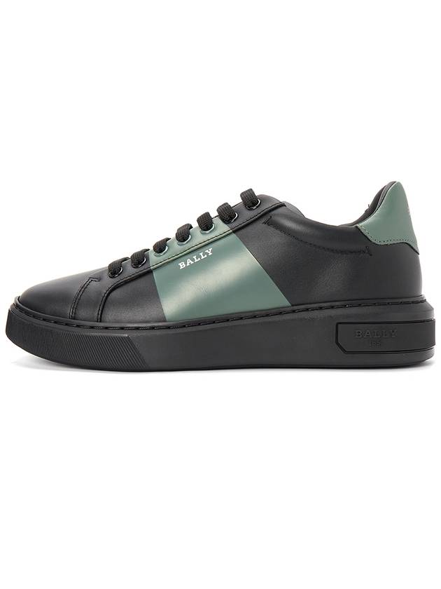 Mitty Leather Low Top Sneakers Black Green - BALLY - BALAAN 5