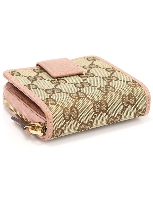 346056 GG Supreme Canvas Pink Leather Zipper Half Wallet - GUCCI - BALAAN 5