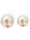 Cassandre Pearl Earrings in Metal Gold And Cream - SAINT LAURENT - BALAAN 3