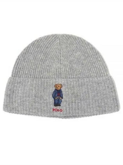 Bear Rib Knit Beanie Grey - POLO RALPH LAUREN - BALAAN 2