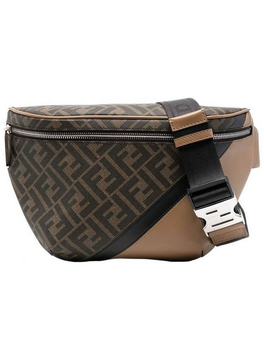 FF Monogram Leather Belt Bag Brown - FENDI - BALAAN.