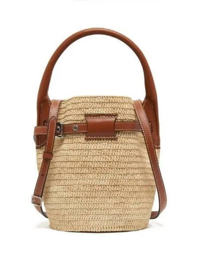 Big Bag Nano Raffia And Calfskin Bucket Bag Natural - CELINE - BALAAN 2