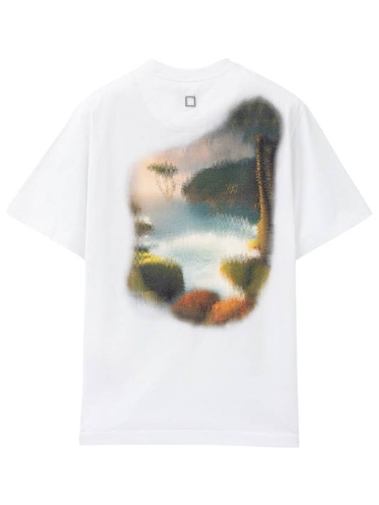 Women's Blur Graphic Short Sleeve T-Shirt White - WOOYOUNGMI - BALAAN 1