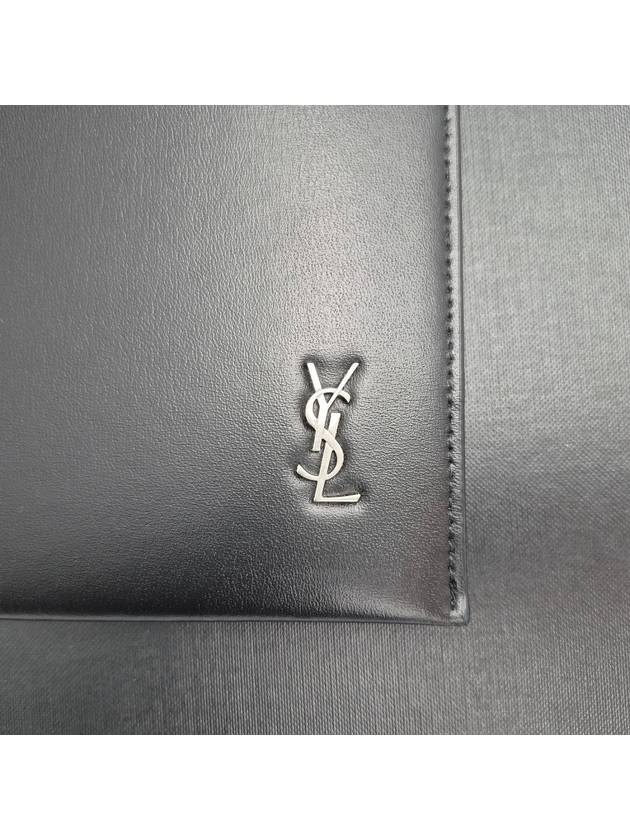 Tiny Monogram Silver Clutch Bag Black - SAINT LAURENT - BALAAN 6