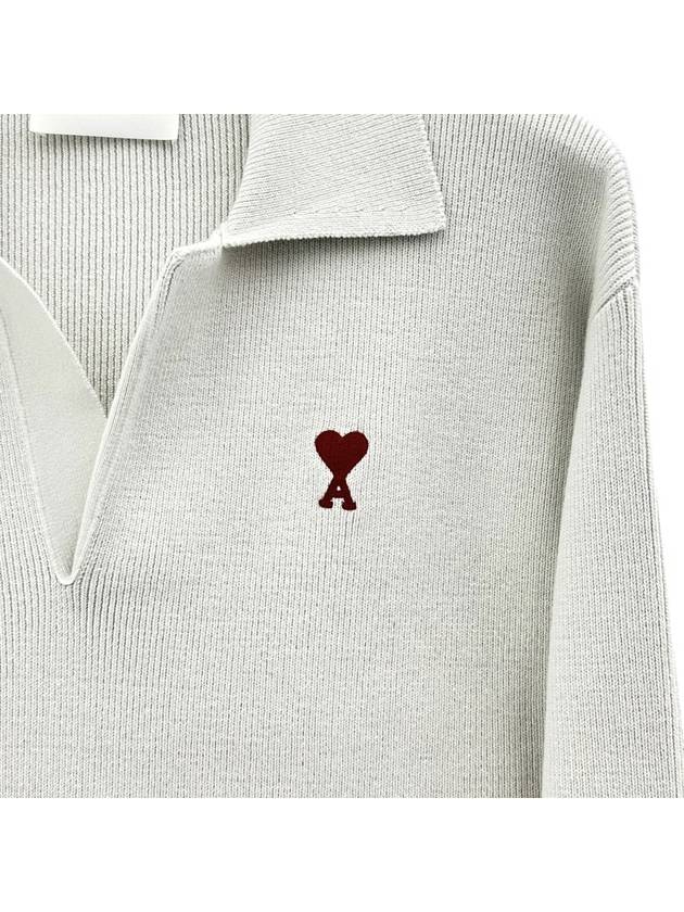 Heart Logo Collar Knit TShirt UPL346 193 - AMI - BALAAN 4