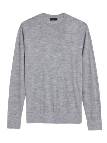 Crew Neck Wool Knit Top Grey - THEORY - BALAAN 1