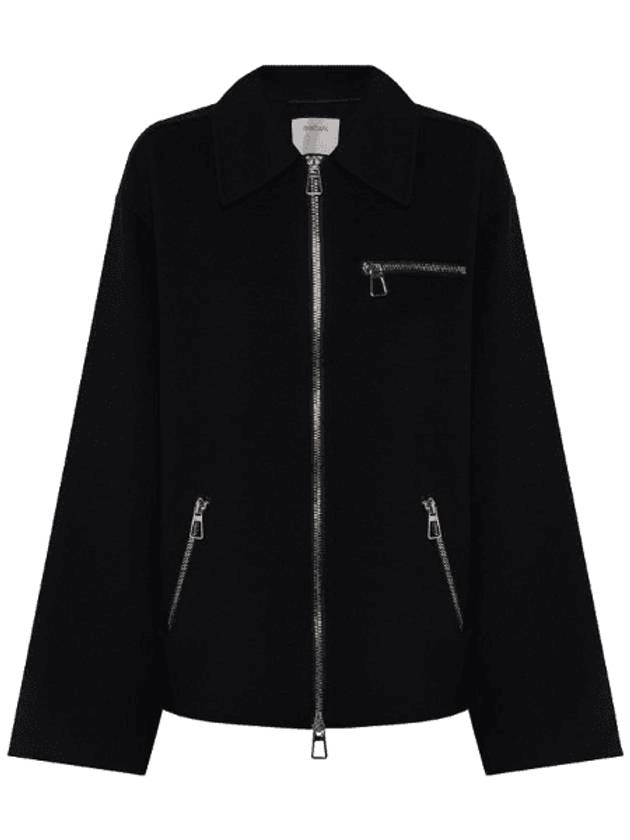 Stop Pure Wool Zip Up Jacket Black - MAX MARA SPORTMAX - BALAAN 1