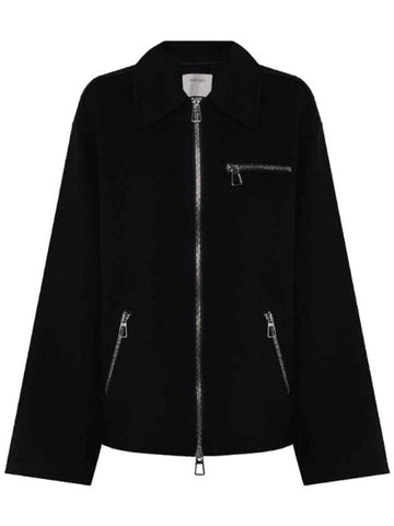 Stop Pure Wool Zip Up Jacket Black - MAX MARA SPORTMAX - BALAAN 1