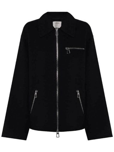 Stop Pure Wool Zip Up Jacket Black - MAX MARA SPORTMAX - BALAAN 1