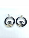 Circle Crystal CC Logo Earrings Silver - CHANEL - BALAAN 3