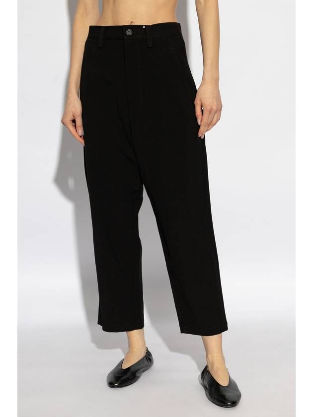 Yohji Yamamoto Wide-leg Trousers, Women's, Black - YOHJI YAMAMOTO - BALAAN 3