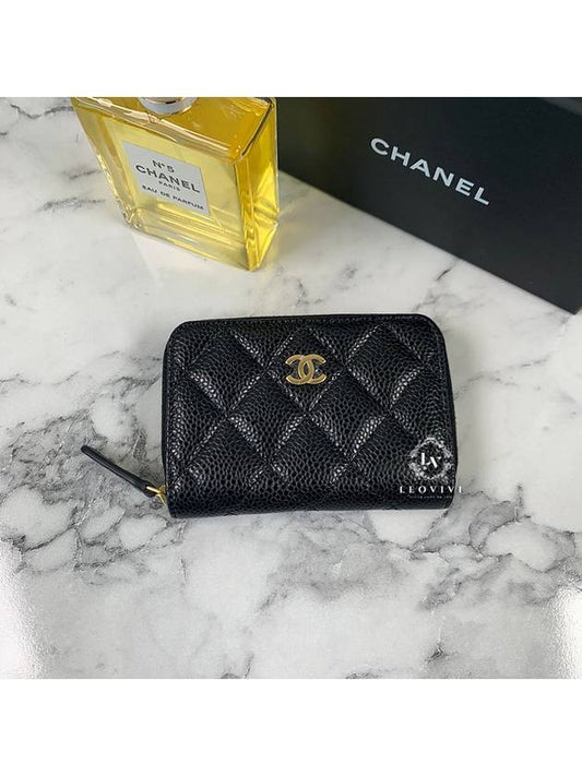 Classic Zipped Coin Purse Grained Calfskin & Gold Black - CHANEL - BALAAN 2