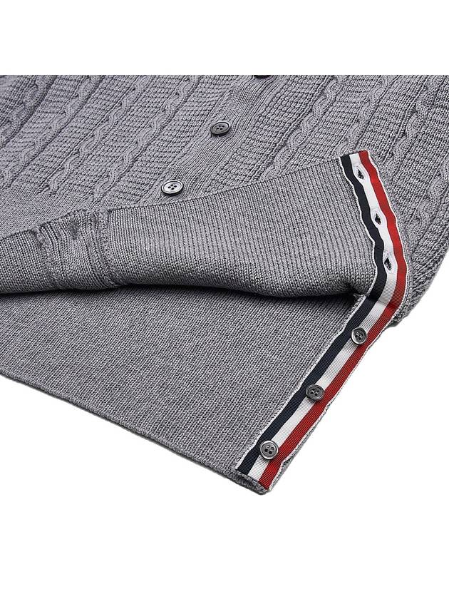 Cable Knitwear Virgin Wool Cardigan Grey - THOM BROWNE - BALAAN 10