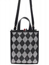 Webbing Stripe Argyle Wool Cotton Jacquard Small Tote Bag Black White - THOM BROWNE - BALAAN 5