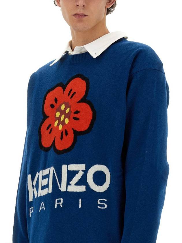 Boke Flower Merino Wool Knit Top Blue - KENZO - BALAAN 5