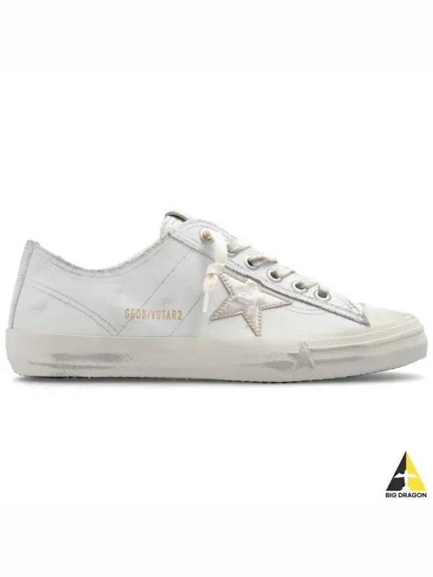 V-Star Gold Metallic Leather Star Low-Top Sneakers White - GOLDEN GOOSE - BALAAN 2