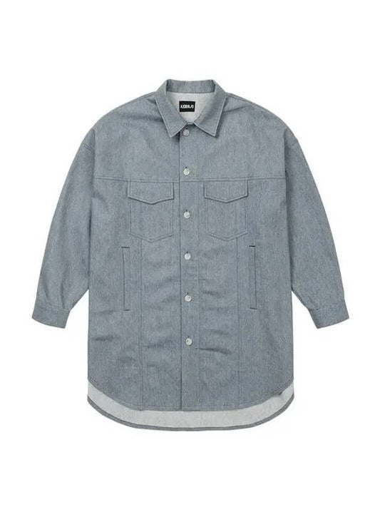 Recycled Denim Oversized Shirt Jacket SKY BLUE - AJOBYAJO - BALAAN 1