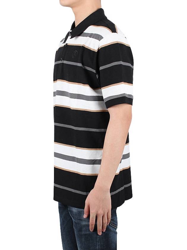 Striped Cotton Short Sleeve Polo Shirt White Black - BURBERRY - BALAAN 4