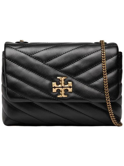 Gold Hardware Kira Chevron Chain Shoulder Bag Black - TORY BURCH - BALAAN 2