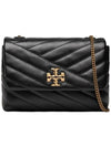 Gold Hardware Kira Chevron Chain Shoulder Bag Black - TORY BURCH - BALAAN 3