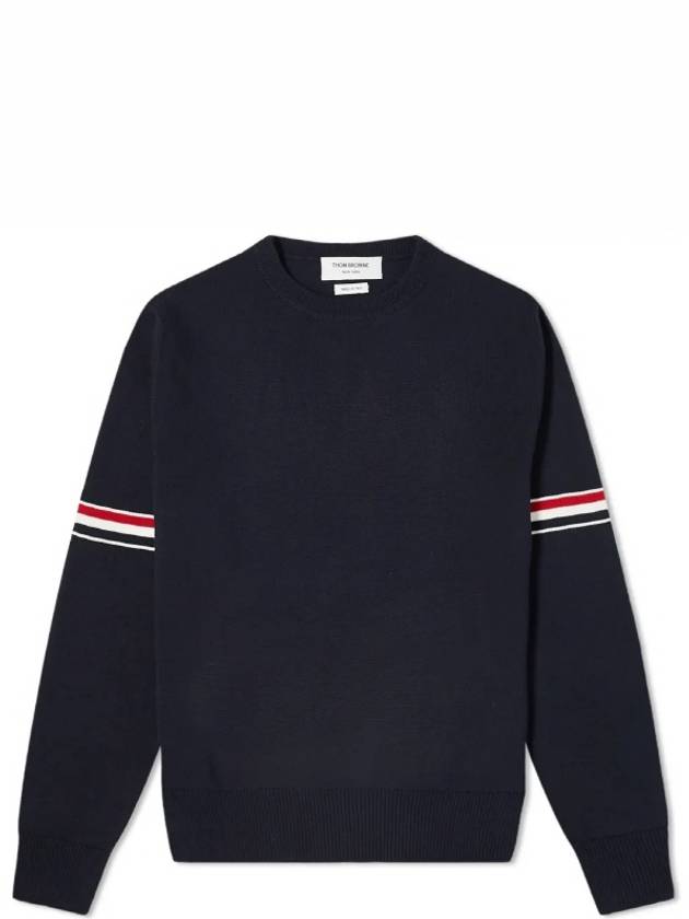 Men's Milan Stitch Armband Crew Neck Knit Top Navy - THOM BROWNE - BALAAN 2