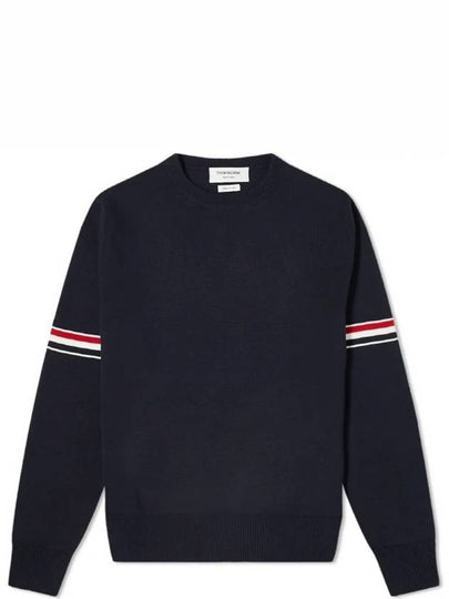 Men's Milan Stitch Armband Crew Neck Knit Top Navy - THOM BROWNE - BALAAN 2