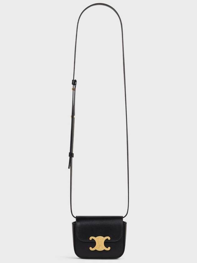 Triomphe Small Shiny Calfskin Cross Bag Black - CELINE - BALAAN 8