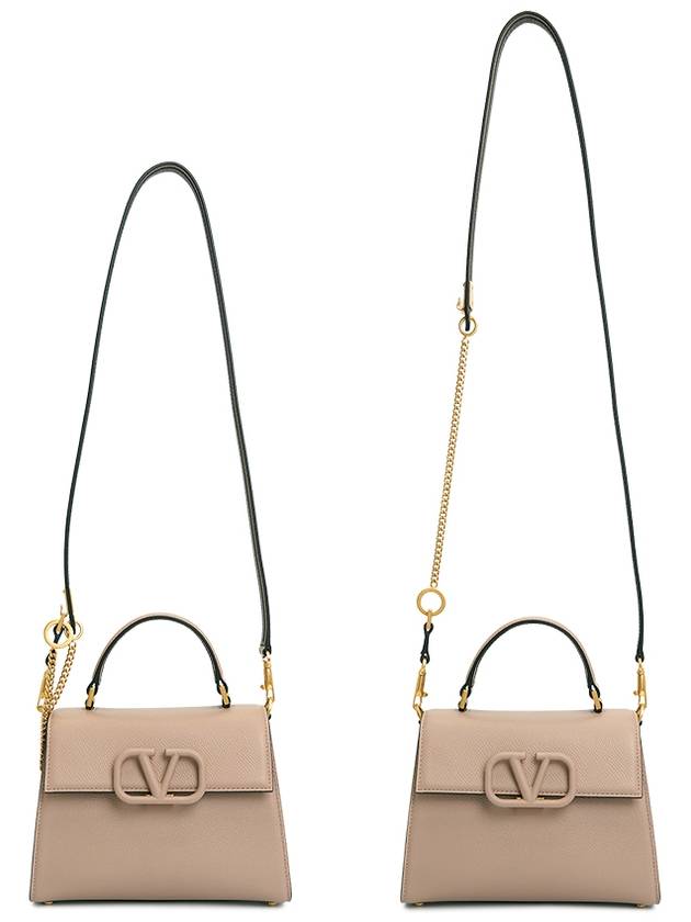 V Sling Small Grainy Calfskin Hand Cross Bag Beige - VALENTINO - BALAAN 8