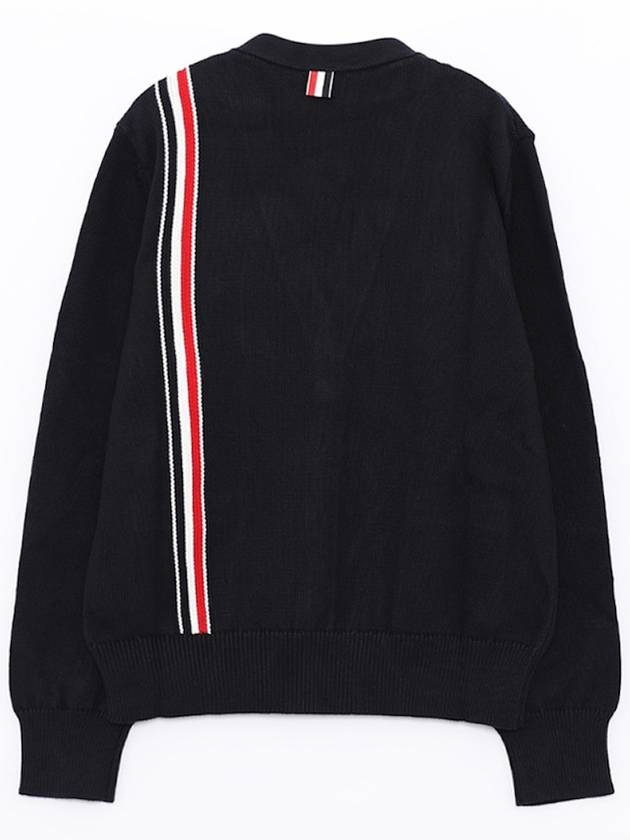 RWB Striped Intarsia Cotton Cardigan Navy - THOM BROWNE - BALAAN 3