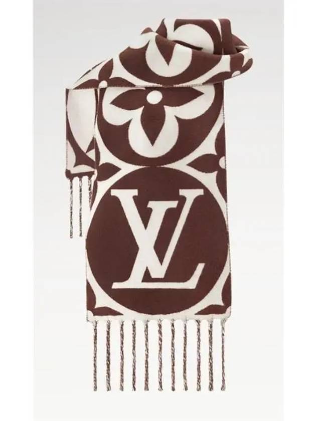 LV Medallion Scarf Brown - LOUIS VUITTON - BALAAN 3