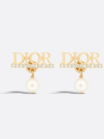 Dior evolution earrings gold finish metal white - DIOR - BALAAN 1