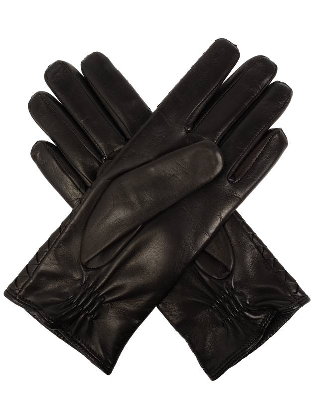 Women's Intrecciato Leather Gloves Brown - BOTTEGA VENETA - BALAAN 4