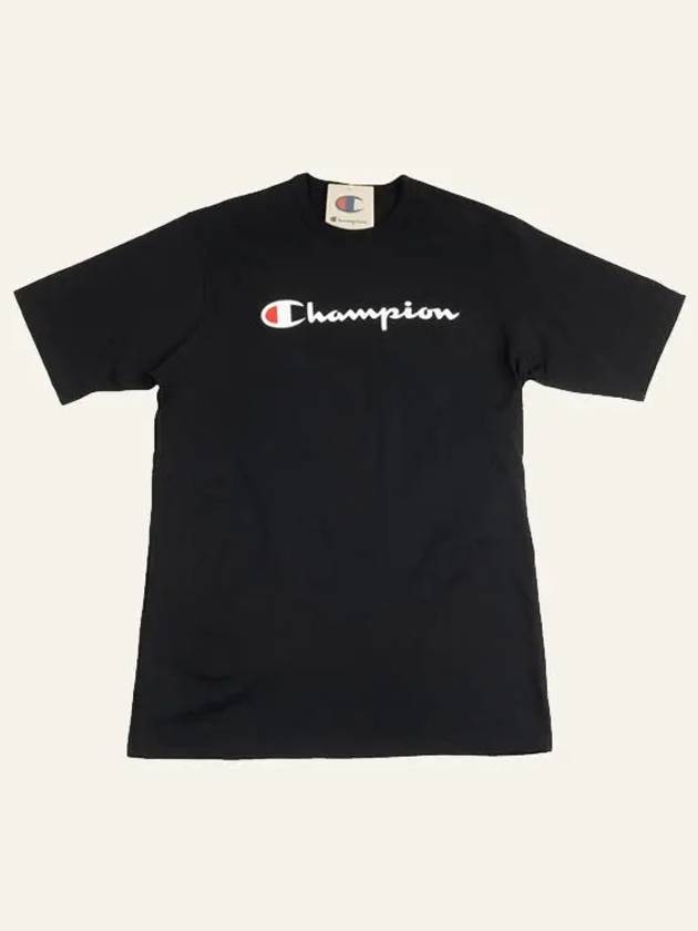 Heritage Shorts Direct Flock Script Short Sleeve T Shirt Black GT19 Y07954 BKC - CHAMPION - BALAAN 6